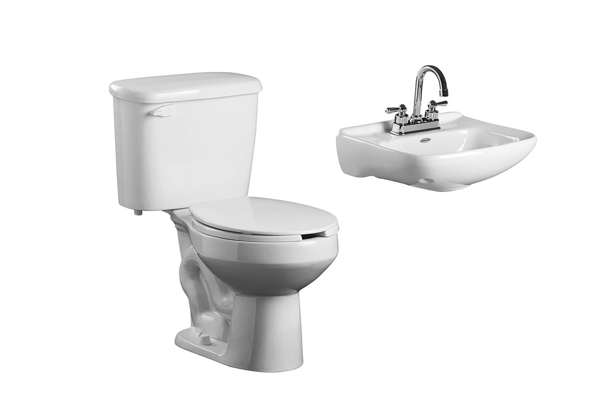 Paquete de inodoro redondo y lavabo Novara color blanco
