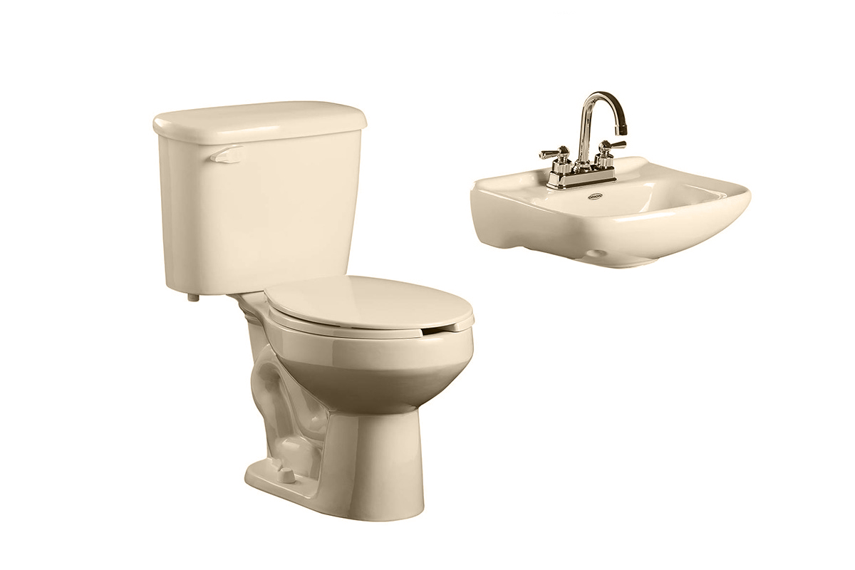 Paquete de inodoro redondo y lavabo Novara color hueso 
