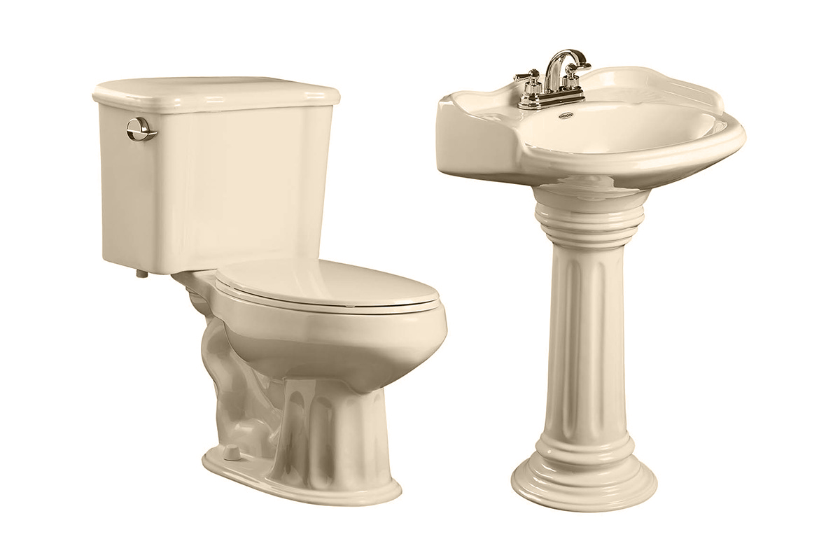 Paquete de inodoro alargado y lavabo Royalty color hueso 