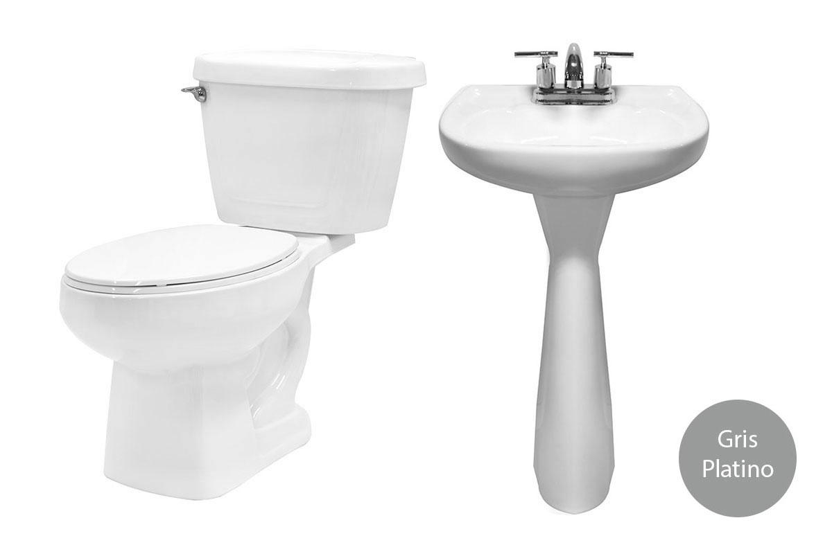 Paquete de bao Jazmn con inodoro alargado y lavabo color gris platino