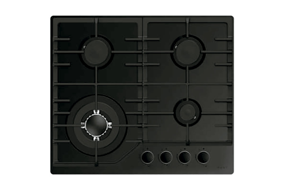 Parrilla de gas empotrable de 4 quemadores 59 x 51 cm , vidrio templado negro mate v
