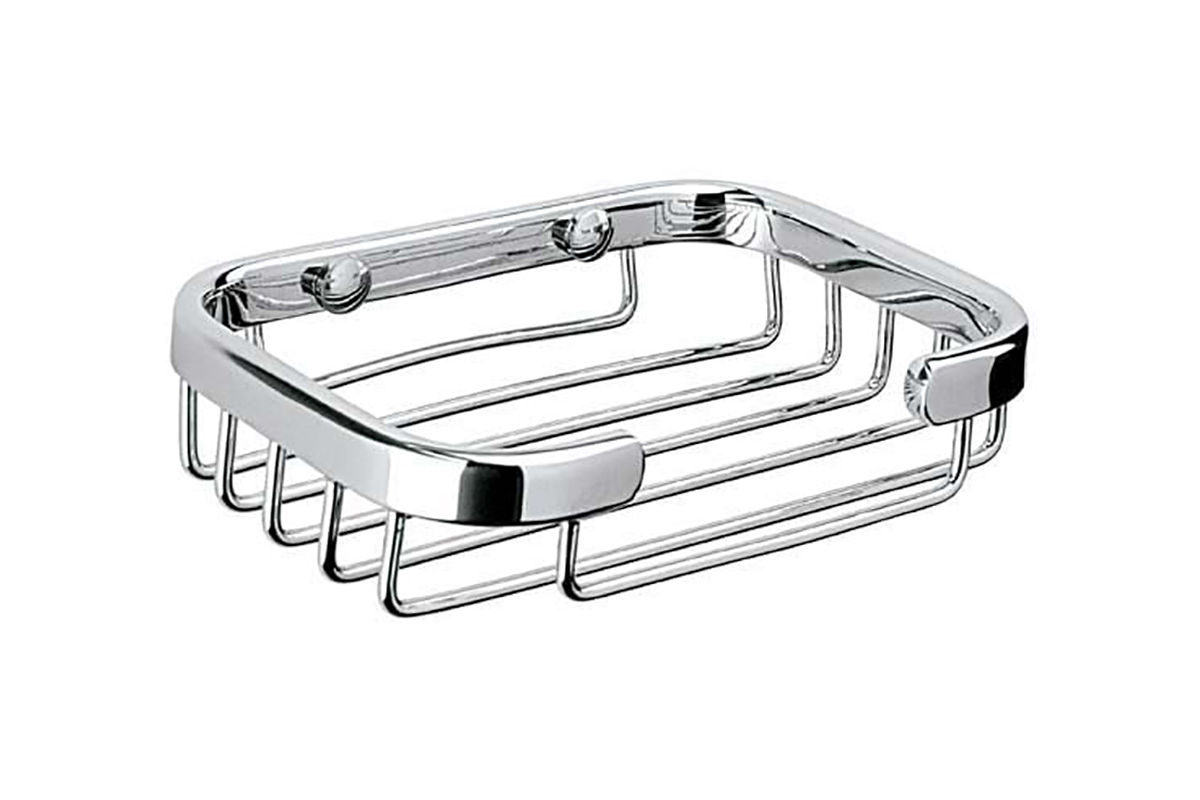 Jabonera rectangular de rejilla REJ-01 acabado cromo 