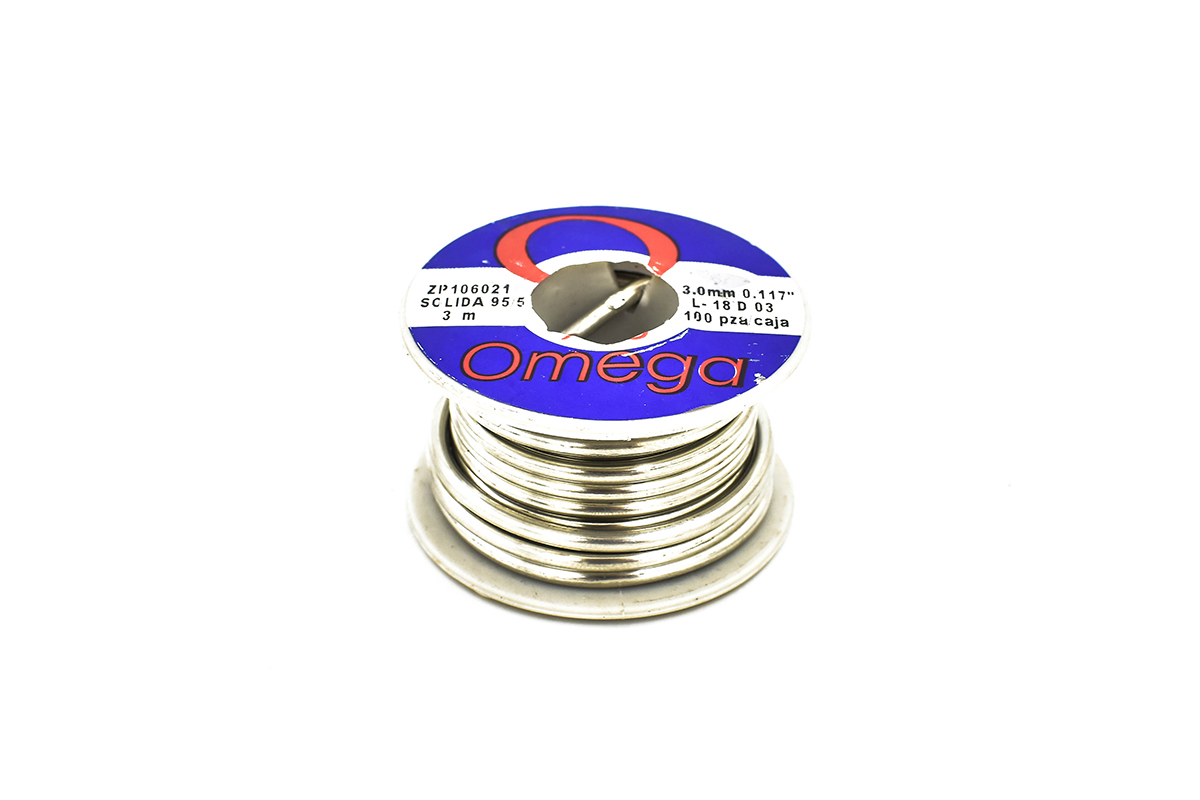 Soldadura maciza 95/5 calibre 3 mts en rollo Omega