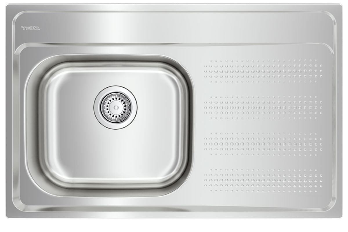 Tarja de acero inoxidable con secador derecho 3 taladraos 800 x 510 mm  