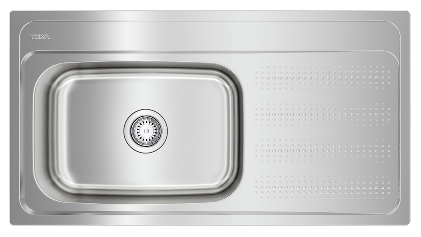 Tarja de acero inoxidable satinado lado derecho, 95 x 51 c m, 1 taladro (monomando)950T-XN