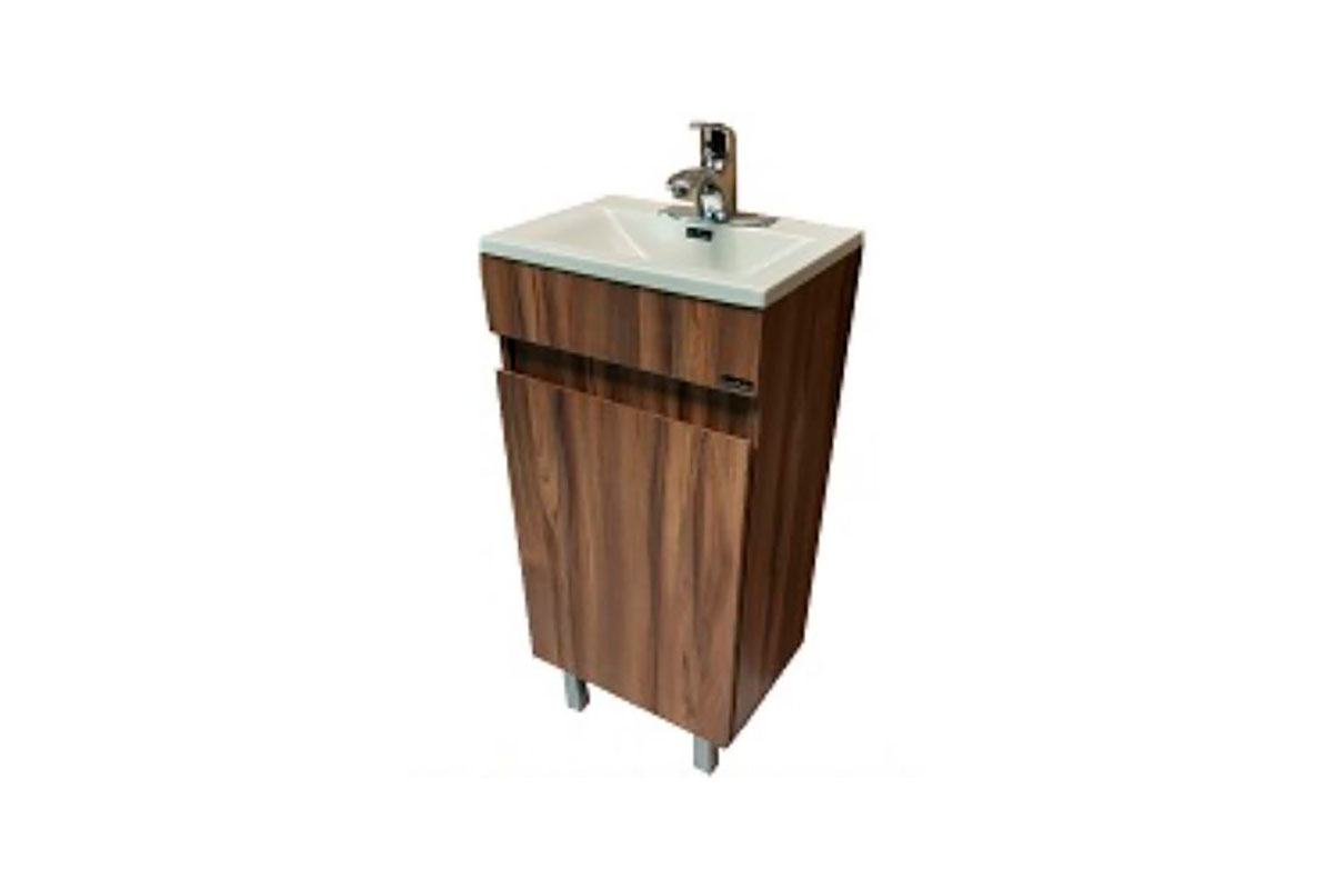 Tocador Quad 40 nogal terracota con lavabo, 40 x 30 x 80 cm