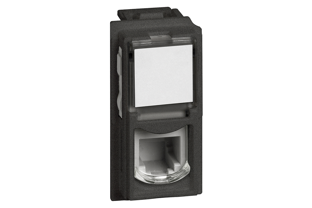 Toma de tel�fono y datos de 4 hilos color negro 1 m�dulo